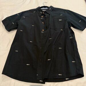 Salty Crew Mens Button Down Shirt Short Sleeve Shark‎ Print Casual Top Medium